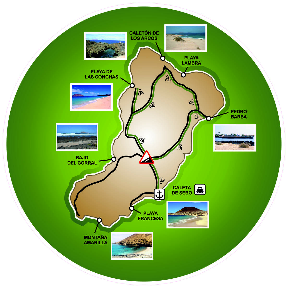 Mapa y rutas La Graciosa - Safari Taxi La Molina